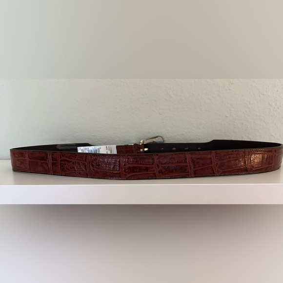 Vintage Western Genuine Alligator Brown Belt with Silver Tone Belt Buckle - M-L - Picture 3 of 7